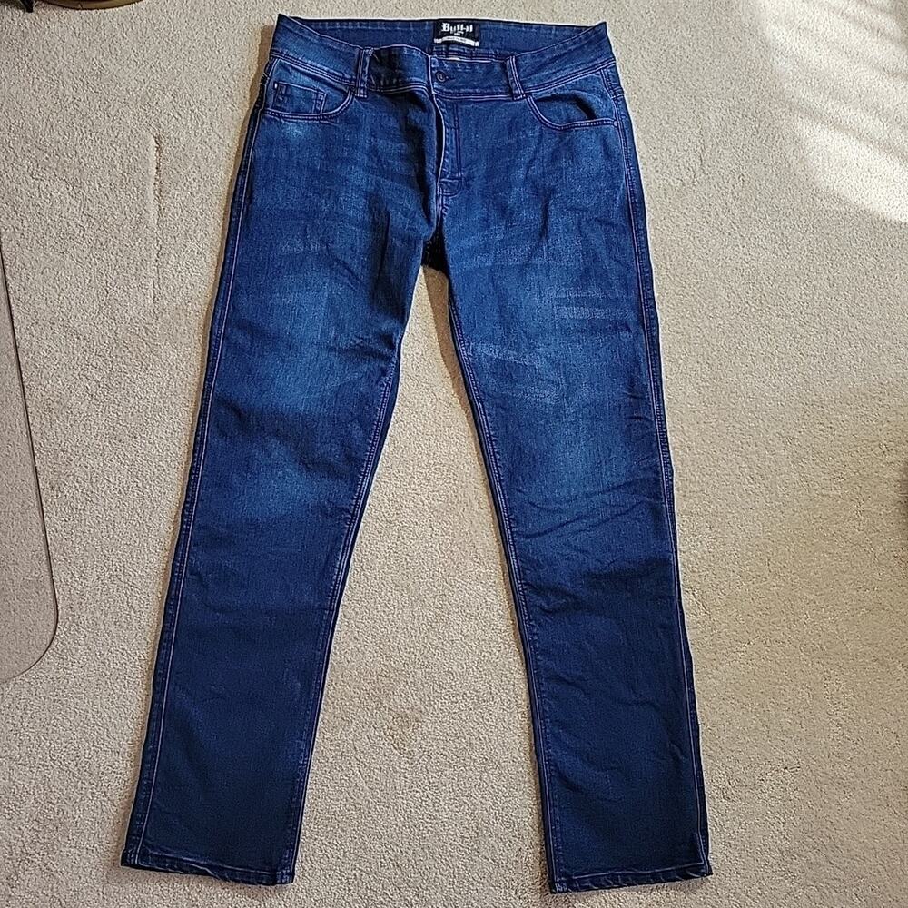 Mens Motorcycle Jeans Bull-it Tactical Dark Wash Blue Straight (AA) Sz 38 L Easy